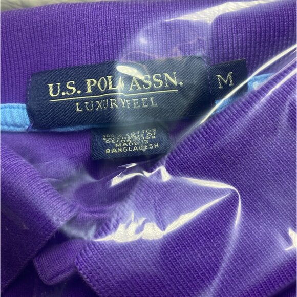 U.S. Polo Assn. Mens Purple Polo Shirt With Blue Embroidered Logo Golf Preppy - Picture 4 of 6